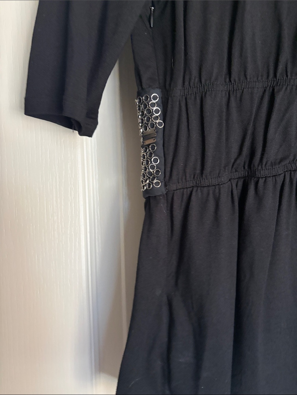 Magaschoni Black Scoop Neck Top with Metallic Embellished Waist - Picture 8 of 8